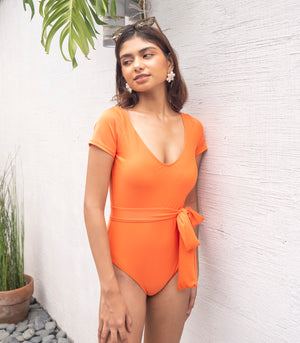 Silas Swimsuit with Belt Tie (Melon)