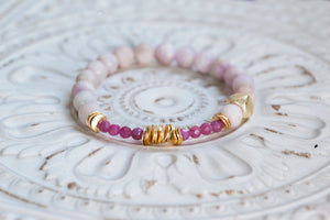 Abundant Love Bracelet with Kunzite and Ruby *Jewels of the Nile* (for women) ABL-BW1