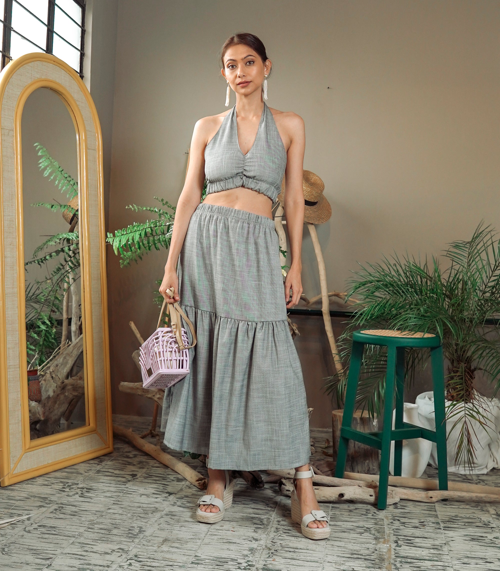 Florence Fling Tildi Crop Top and Skirt Set (Gray)