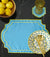 Tavira Edged Placemats + Coasters (Set of 6) -  turquoise with yellow