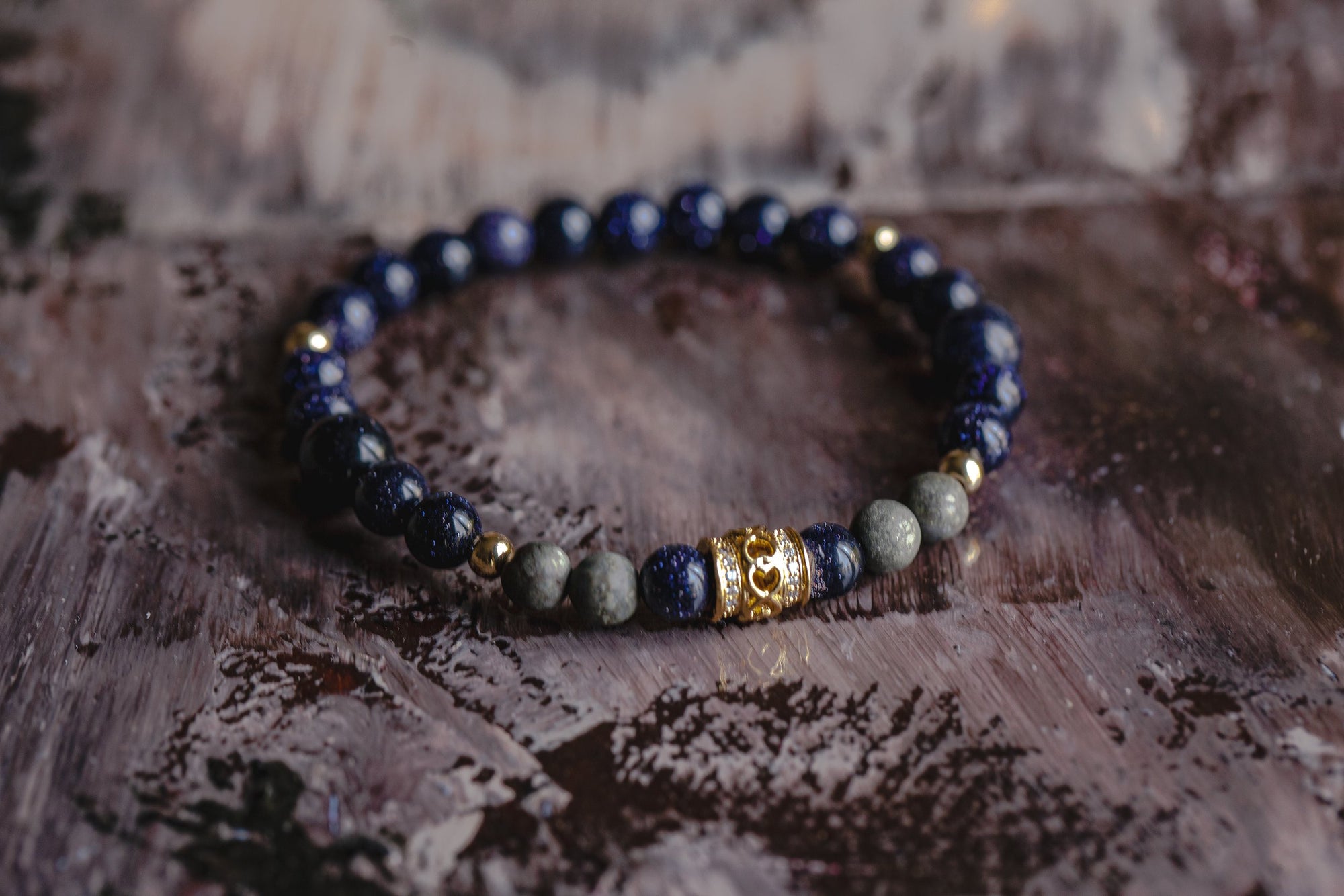 Reach for the Stars Bracelet with Blue Sandstone and Pyrite (for women) REACH-BW1