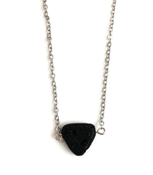 Soul Stone Diffuser Necklace - Lava Rock Silver