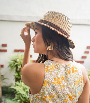 Kaafu Halter Flounce Hem Dress (Citrus Floral)
