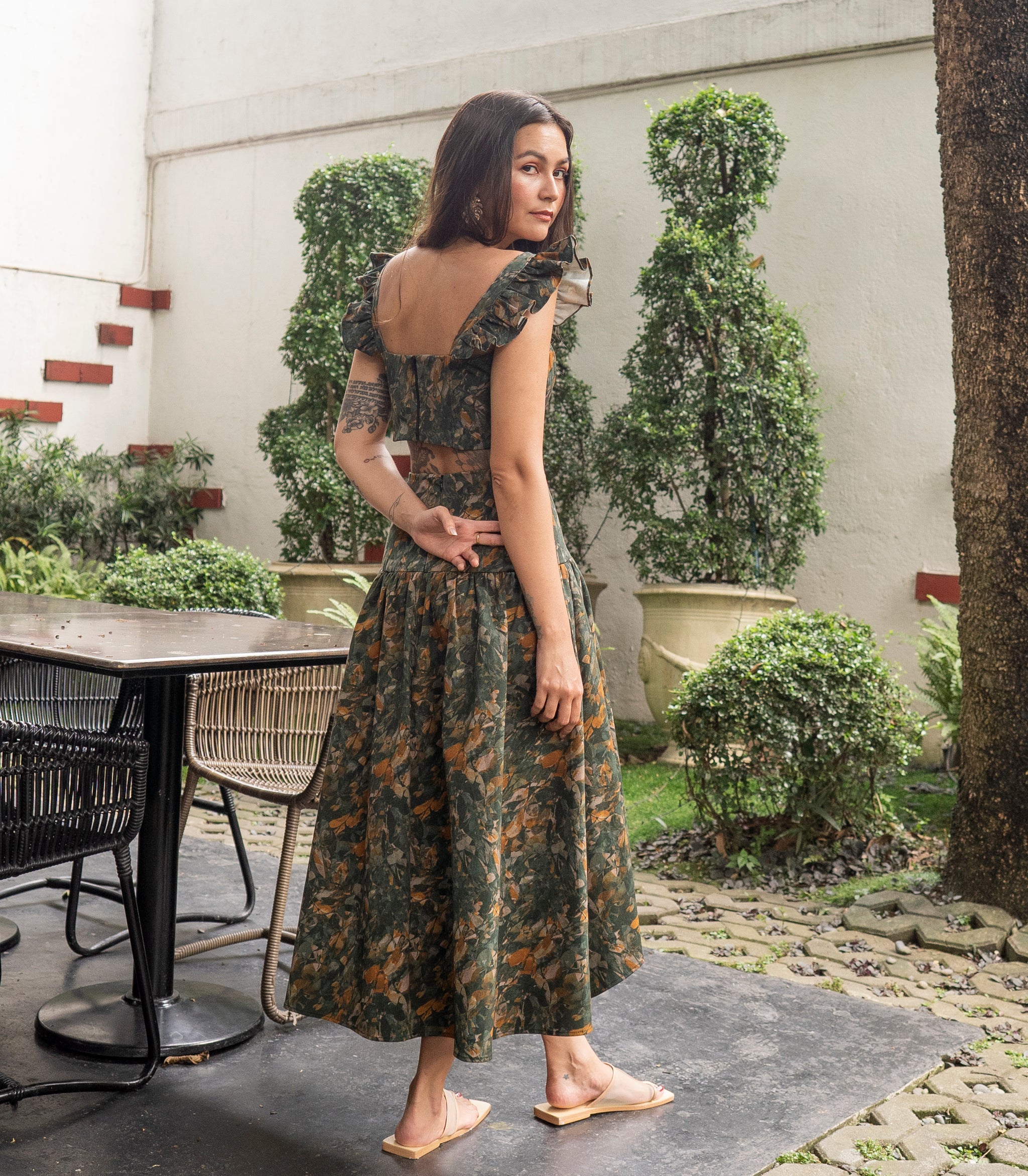 Zalora Patterned Mid Length Skirts Crop Top Set Dress Buy Trendyol