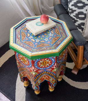 Tazoukt    Tbeela Table     Red with Pattern