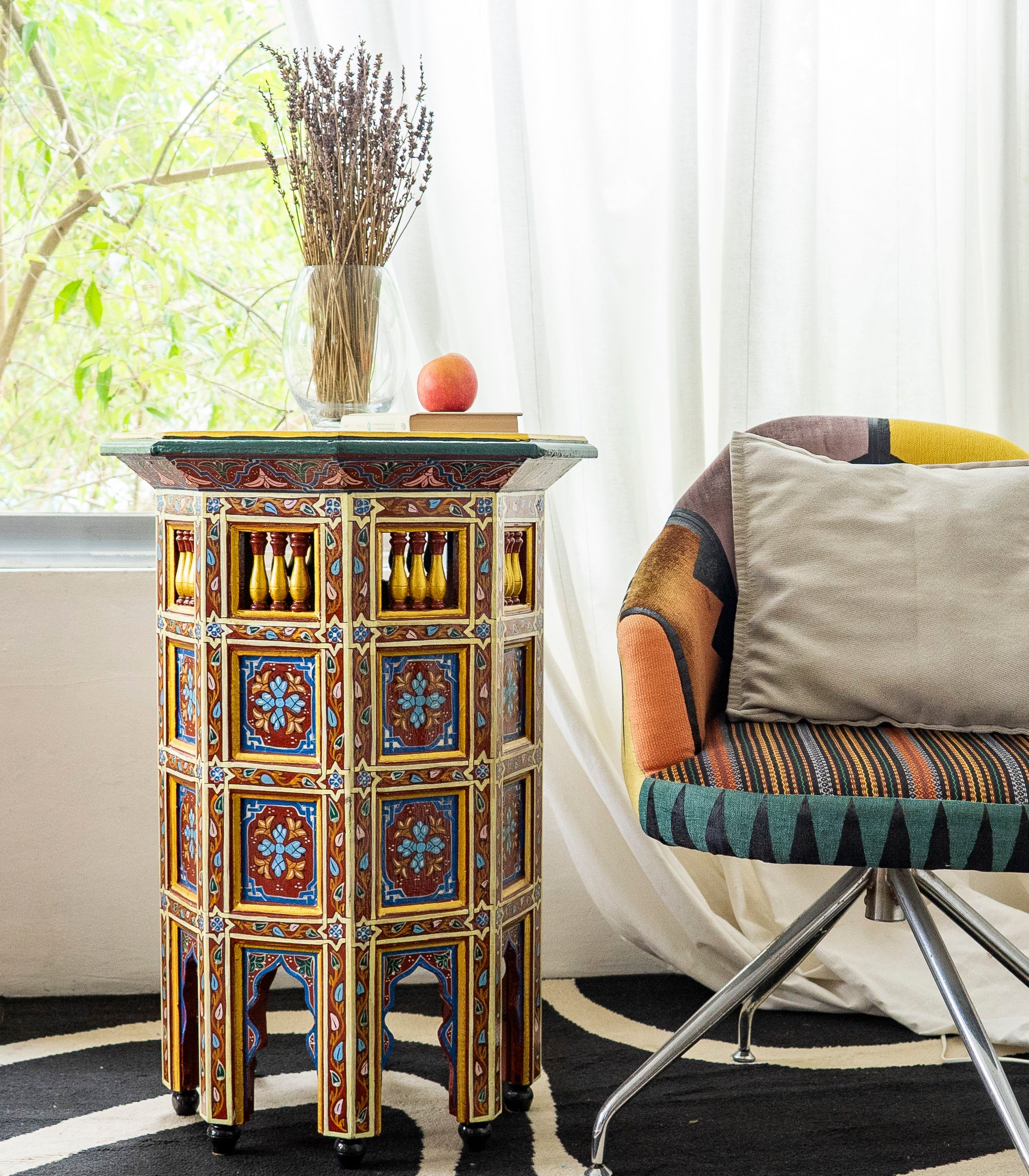 Tazoukt    Tbeela Table     Red with Pattern XL