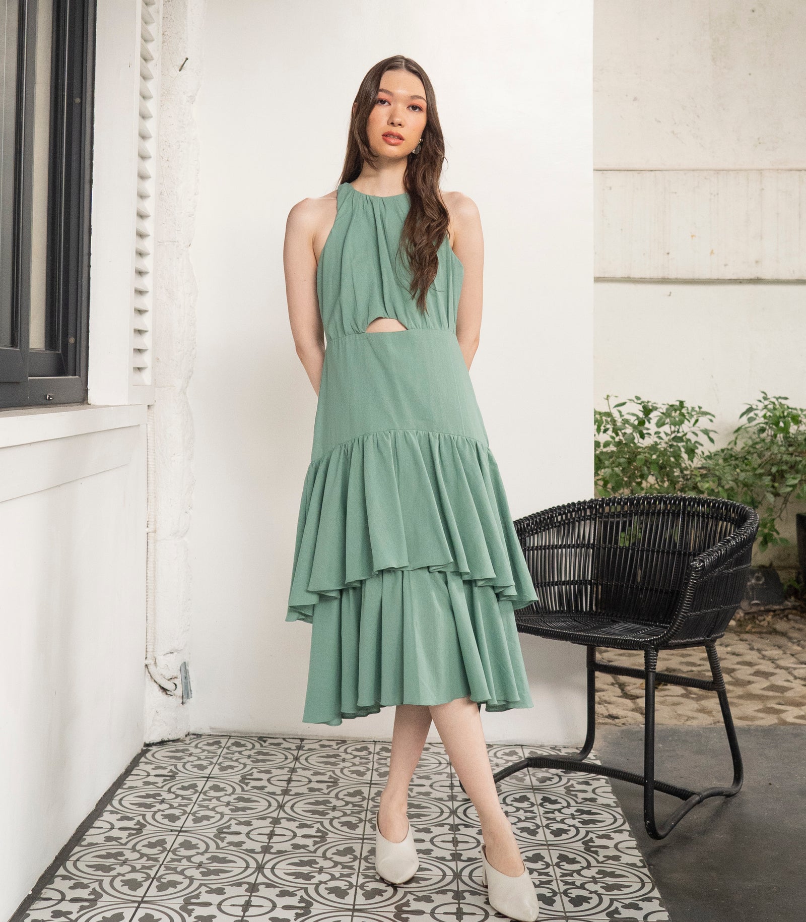 Azura Halter Layered Dress (Mint)