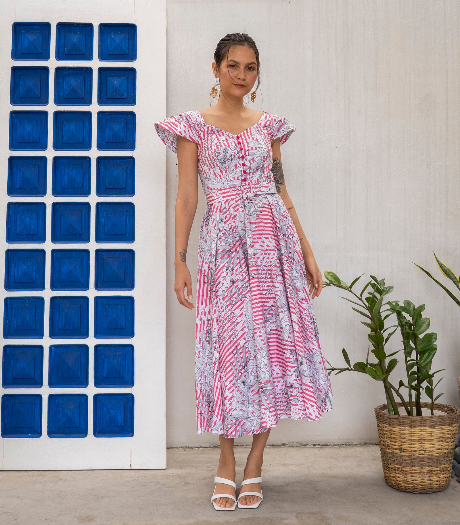 Marana Tha Galvez Dress (Pink Stripe Print))