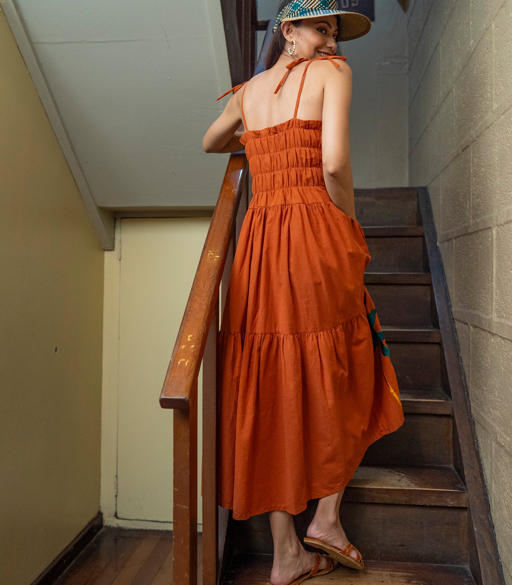 chinese dress ladies Weasley Rust Linen Dress – The Summer House