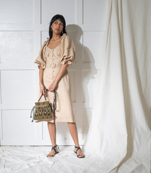 Arethusa Puff Sleeve Dress (Sand)