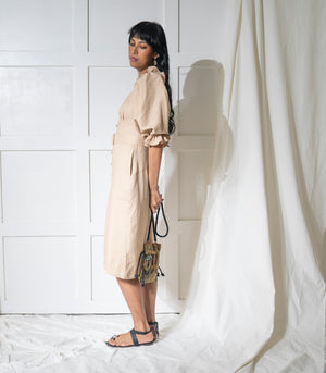 Arethusa Puff Sleeve Dress (Sand)