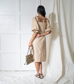 Arethusa Puff Sleeve Dress (Sand)