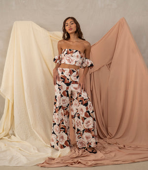 Veymandoo Off-the-Shoulder Top and Pants Set (Floral)