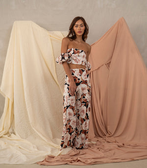 Veymandoo Off-the-Shoulder Top and Pants Set (Floral)