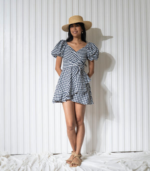 Piset Dress Navy Check