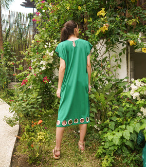 Peek a Boo Caftan - Emerald/Blush