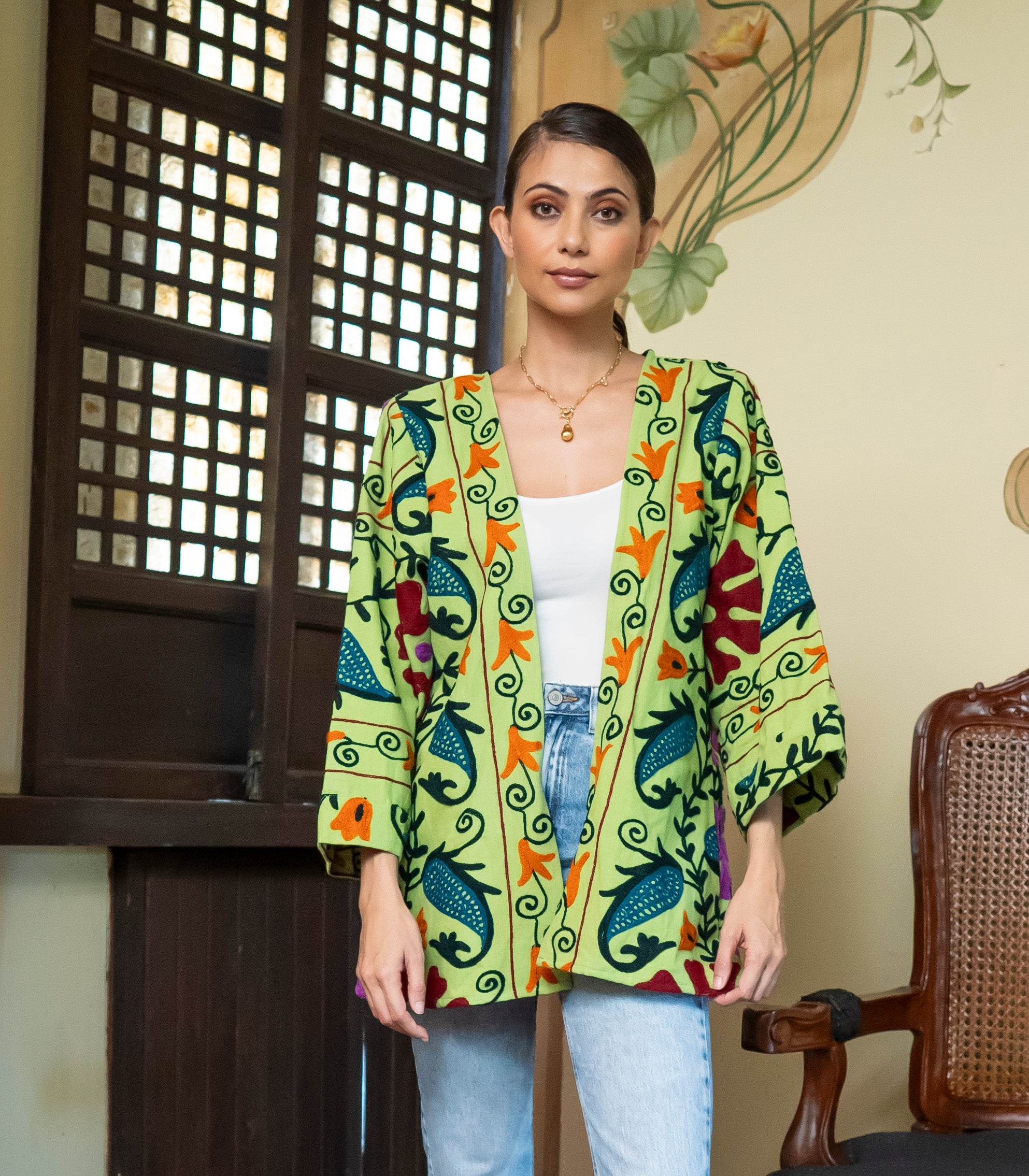 Suzani Jacket  (Avocado / Multicolor)
