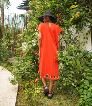 Peek a Boo Caftan - Orange/ Camel