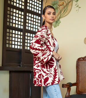 Suzani Jacket  (Oat / Bordeaux)