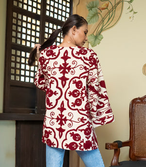Suzani Jacket  (Oat / Bordeaux)