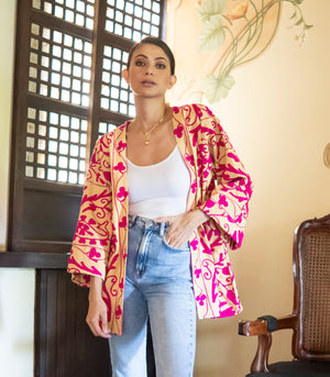 Suzani Jacket  (Butter / Hot Pink)