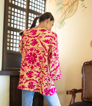 Suzani Jacket  (Butter / Hot Pink)