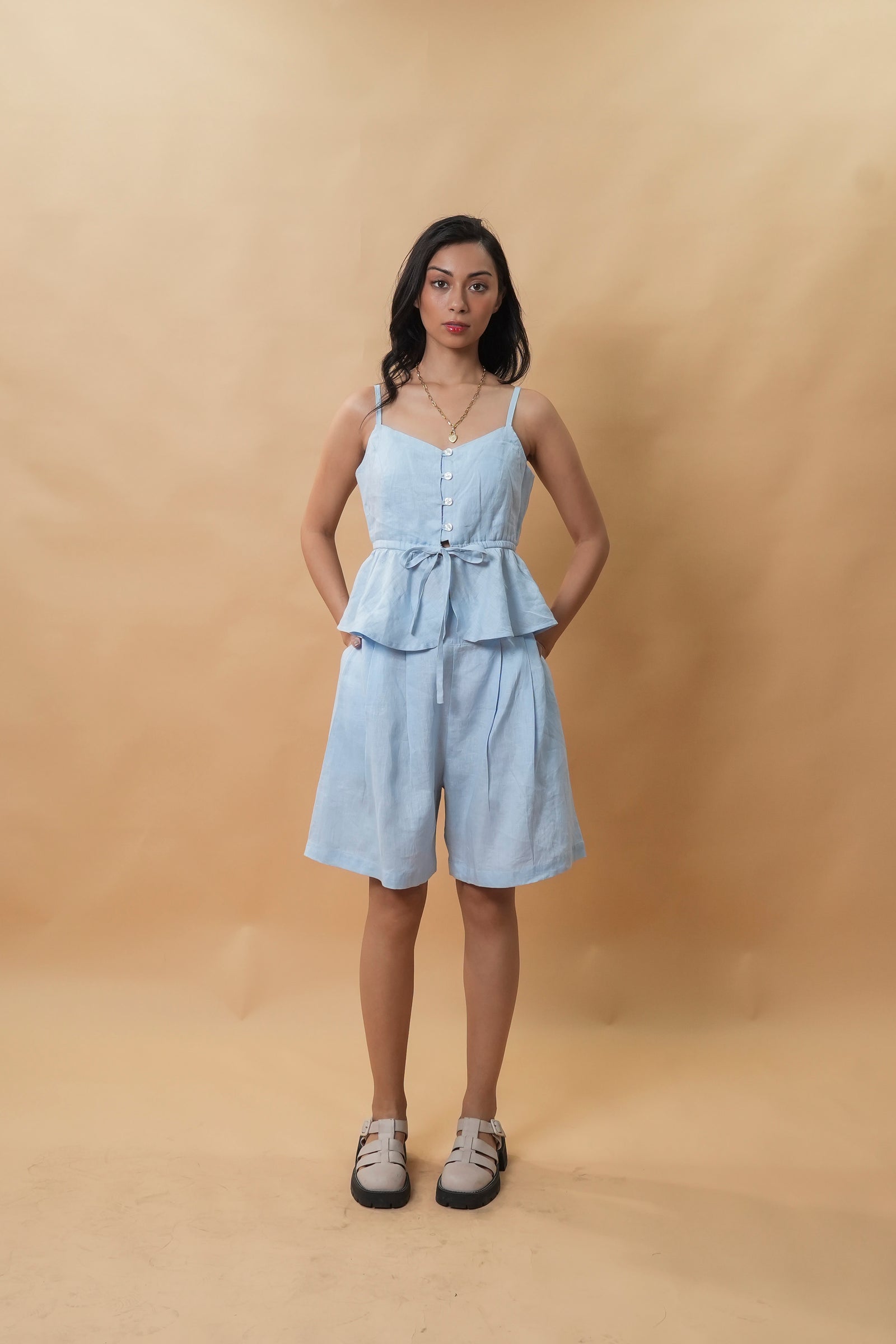 Casita Rey Top & Shorts Set (Powder Blue)