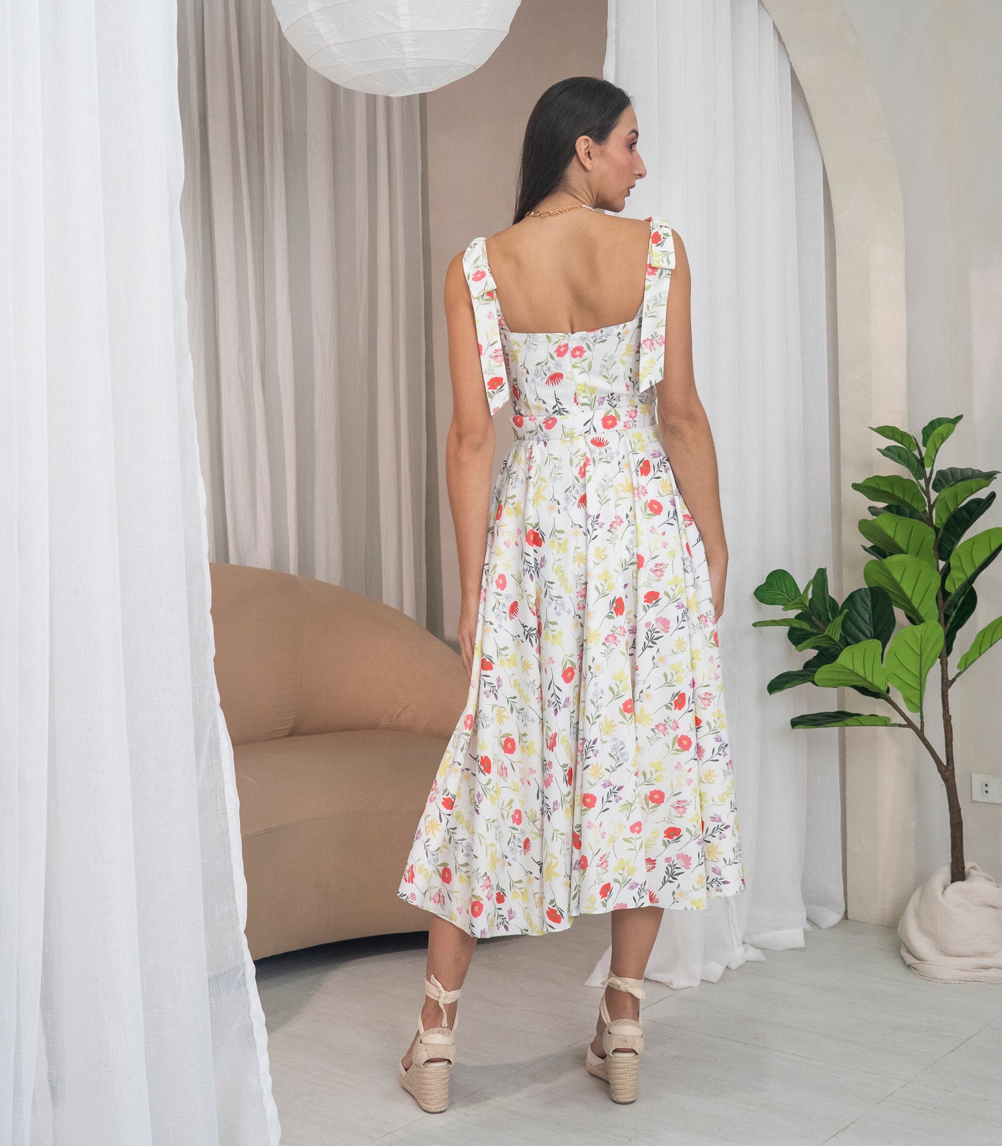 pastel dress floral Floral Print Maxi Dress in Blush Pink With High Neckline| Oh Pretty Blush Pink / L