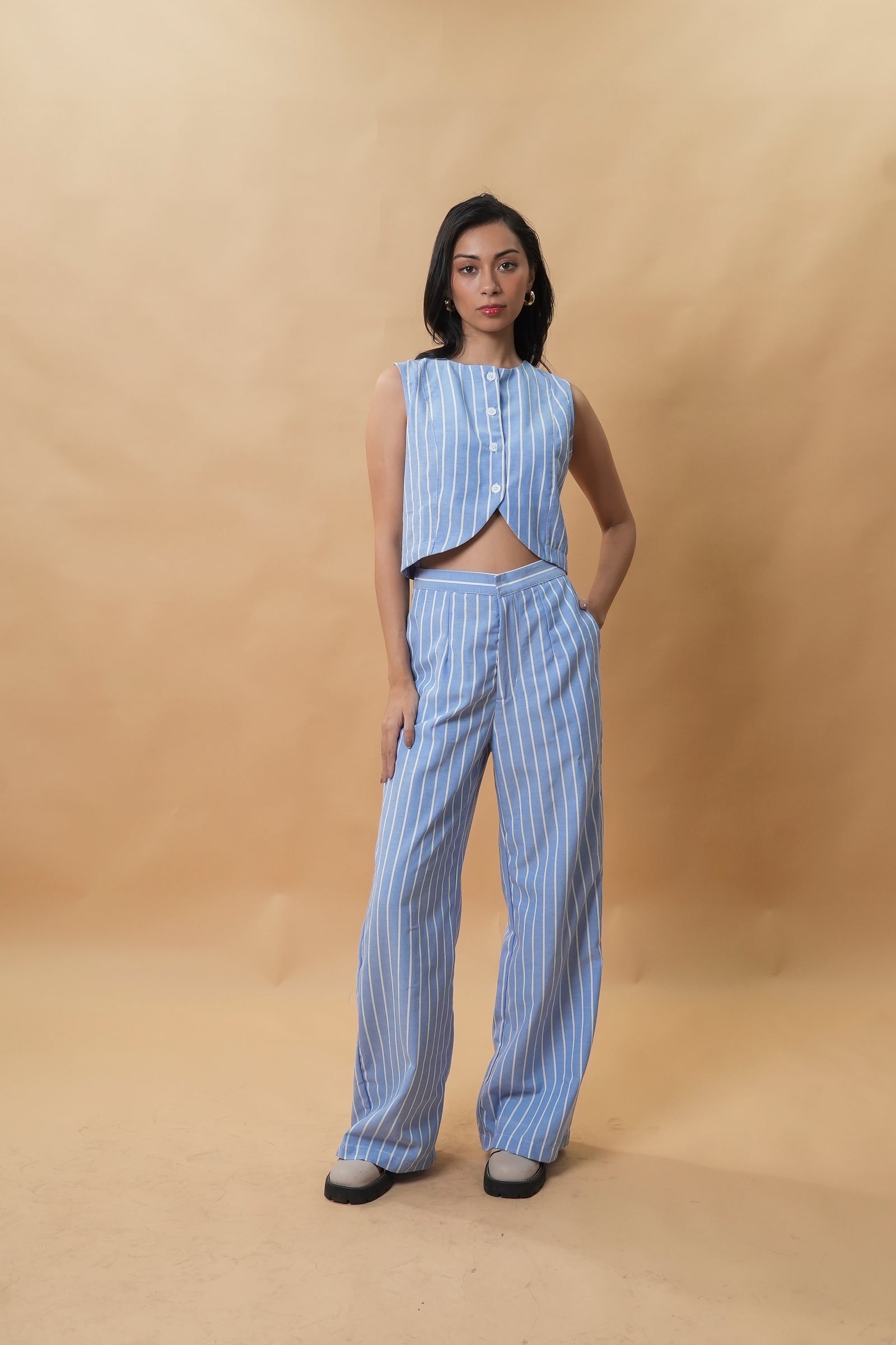 Casita Maisha Top & Pants Set (Blue Stripes)