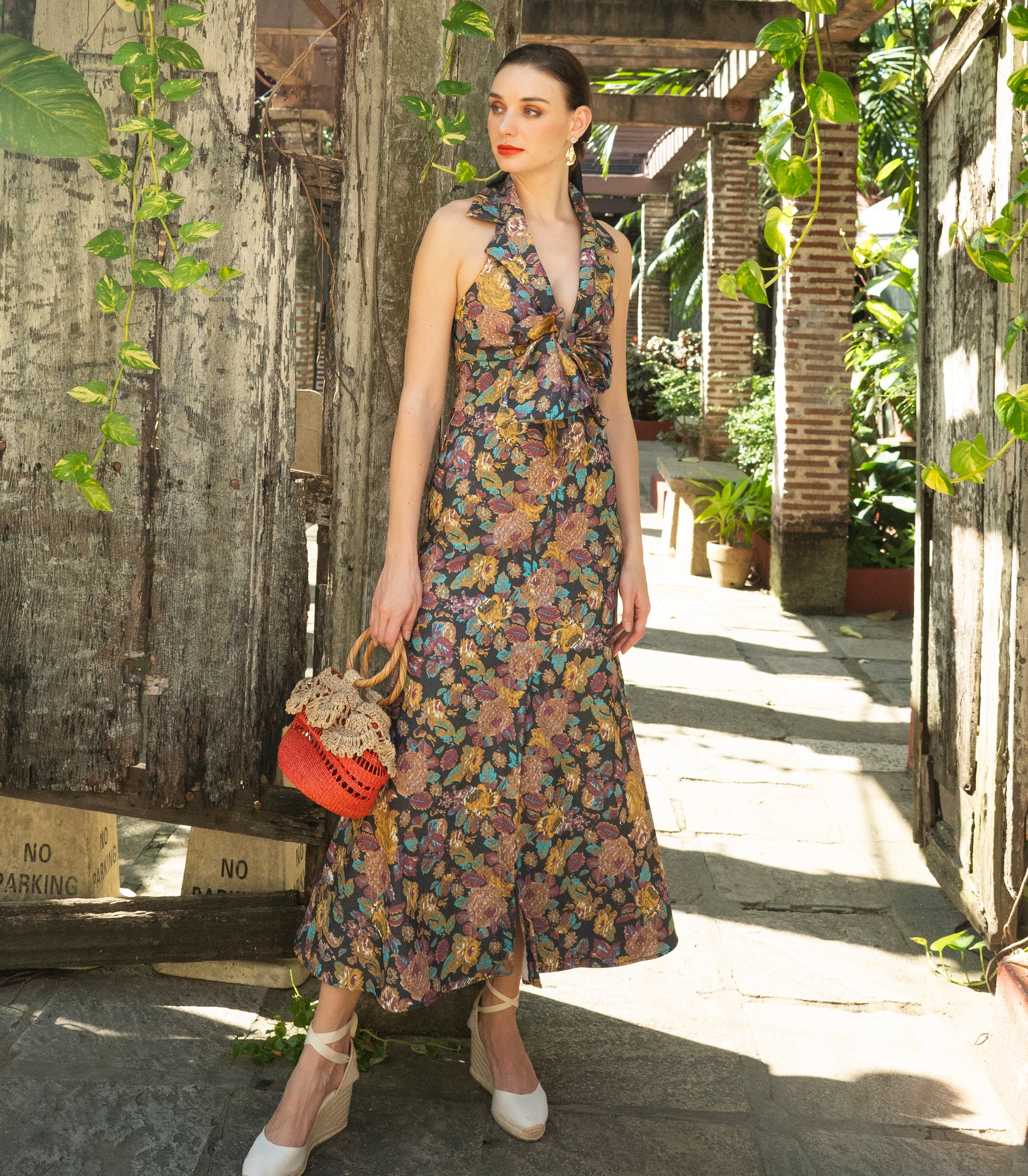 vintage floral halter dress Havana Floral Halter Maxi Dress