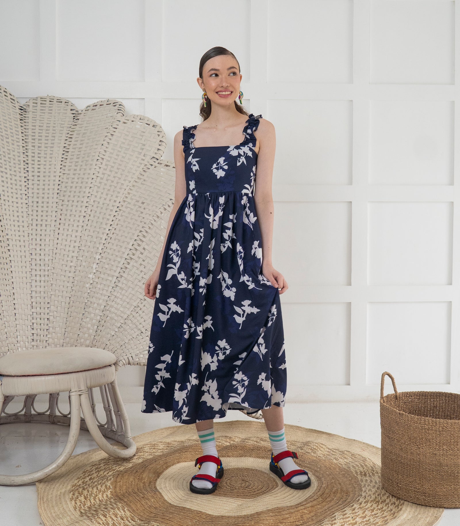 Casita Jahina Ruffle Strap Midi Dress