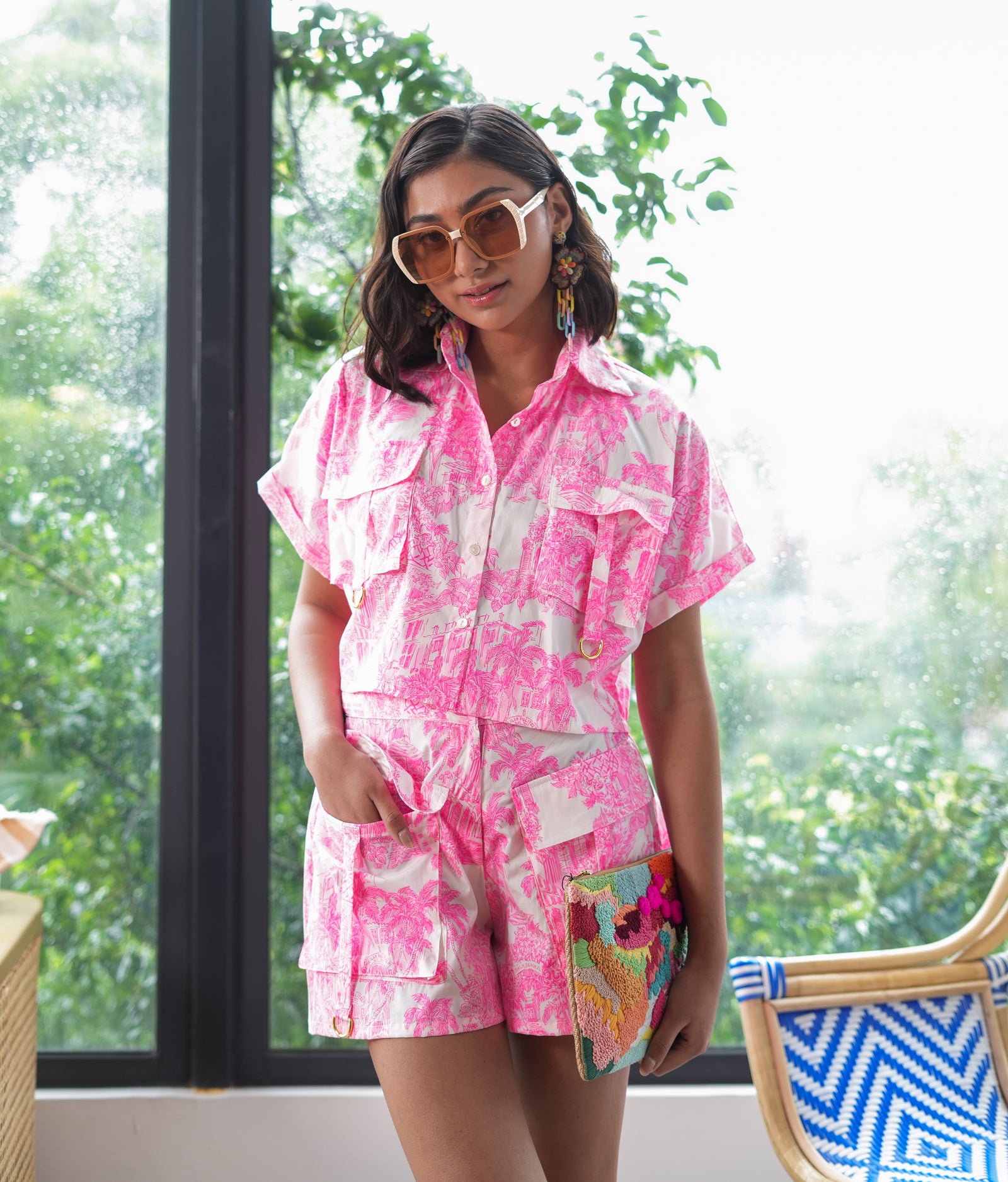 Marana Tha Salerno Boxy Top and Shorts Set (Hot Pink)