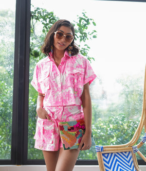 Marana Tha Salerno Boxy Top and Shorts Set (Hot Pink)