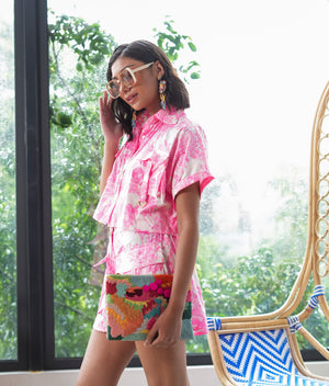Marana Tha Salerno Boxy Top and Shorts Set (Hot Pink)