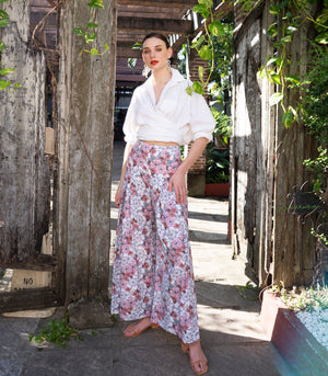 Milda Wide-Leg Pants (Pink Floral)