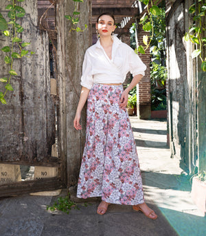 Milda Wide-Leg Pants (Pink Floral)