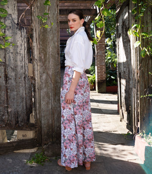 Milda Wide-Leg Pants (Pink Floral)