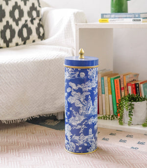 Ehun Bathroom Tissue Holder -Blue Chinoserie