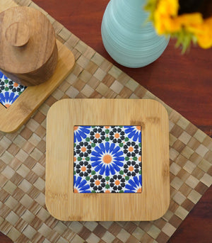 Aziza  Wood and Ceramic Trivet - Square - 9 designs