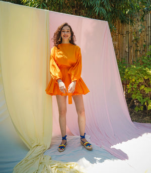 Paloha Fluted Mini Dress (Tangerine)