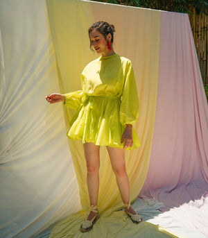 Paloha Fluted Mini Dress (Lime)
