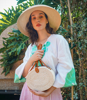 Denpasar Rattan Bag  Oval (Off White)