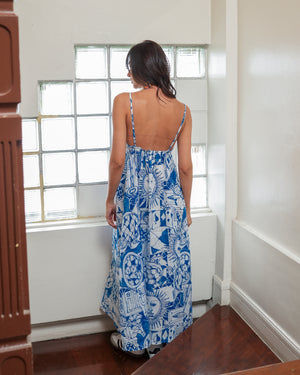 Casita Bree Maxi  Dress  (Blue Print)