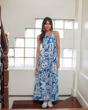 Casita Bree Maxi  Dress  (Blue Print)