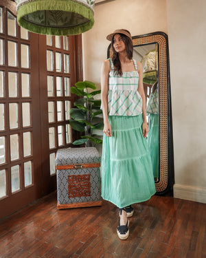Casita Ivy Maxi  Skirt (Green Tie Dye)