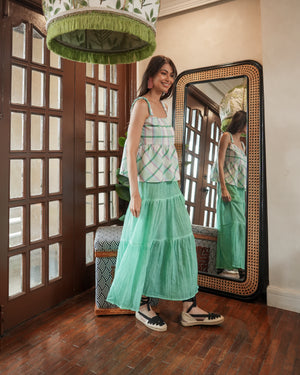 Casita Ivy Maxi  Skirt (Green Tie Dye)