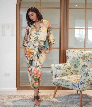 Marana Tha Renata Kimono Dress (Beige / Green)