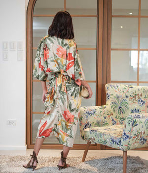 Marana Tha Renata Kimono Dress (Beige / Green)