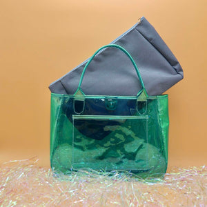 Carino Bag Iridiscent Aquamarine with Denim Blue Pouch