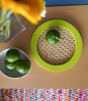 Solihiya Round Tray    Lime Green